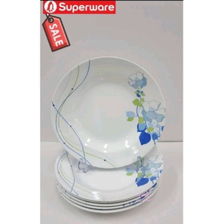 จานทรงลึก9"=6ชิ้น ลายบลูมมิ่ง บูล ซุปเปอร์แวร์เกรดA เมลามีน100%