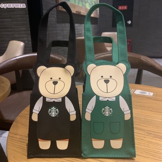 Starbucks กระเป๋าใส่แก้วน้ํา ผ้าแคนวาส แบบพกพา สําหรับกลางแจ้ง