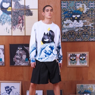 PEDZ X BAD BADTZ-MARU The Great Wave Sweatshirt เสื้อสเวตเชิ๊ตคลื่นยักษ์สีขาว