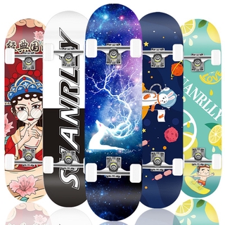 Skateboards สเก็ตบอร์ สเก็ตบอร์ดหางปลา   สเก็ตบอร์ดเด็กและผู้ใหญ่ กันลื่น ความมั่นคงแข็งแรงและการยึดเกาะที่ดี