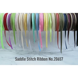 MOMOTARA No. 20657 ริบบิ้น ริบบิ้น Ribbon  ลายไข่ปลา Saddle Stitch Ribbon ขนาด 0.9 CM ยาว 36 หลา ชุดที่ 2