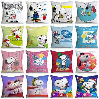 ปลอกหมอนอิง ไมโครไฟเบอร์ แบบนิ่ม พิมพ์ลายการ์ตูน Snoopy น่ารัก สําหรับตกแต่งบ้าน โซฟา