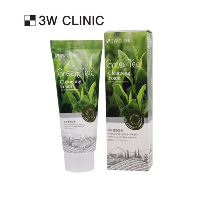 💚คลีนซิ่งโฟม3W CLINIC🌱Green tea cleansing foam🌱100ml