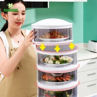 HANGROO ชั้นเก็บอาหาร 5 ชั้น (ประกอบเอง) คอนโดเก็บอาหาร สไลด์เปิด-ปิด ป้องกันเชื้อโรค