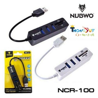 Nubwo ตัวเพิ่มช่อง ยูเอสบี พร้อม ตัวอ่านการ์ด USB HUB 3 Port +Card Reader 2.0 2 in1 รุ่น NCR-100 (สีดำ/สีขาว)