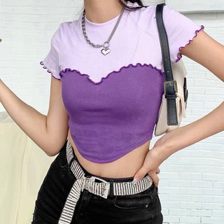 พรีออเดอร์ 💜 CropTop เสื้อครอป สีม่วง น่ารักกกมากตัวนี้ 💜 เสื้อเที่ยว เสื้อสายฝอ สายเกา