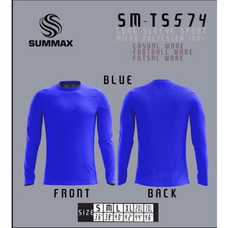 เสื้อกีฬาคอกลมสีล้วนแขนยาว Summax SM-TS574 ผ้าไมโครเนื้อลื่นแห้งเร็วใส่สบาย สีน้ำเงิน