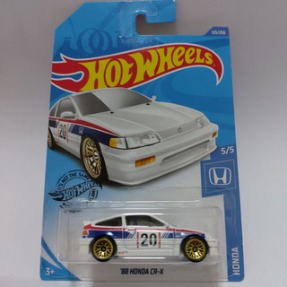 รถเหล็ก Hotwheels 88 HONDA CR-X สีขาว เบอร์20 (ib36)