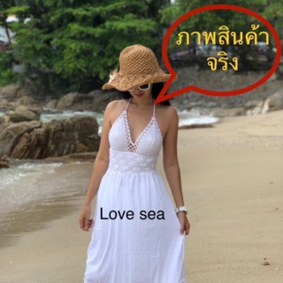 🌴เดรสบิกินีขาว งานถักโครเช ทรงสวยหรู ดูsexyสุดๆ🌊