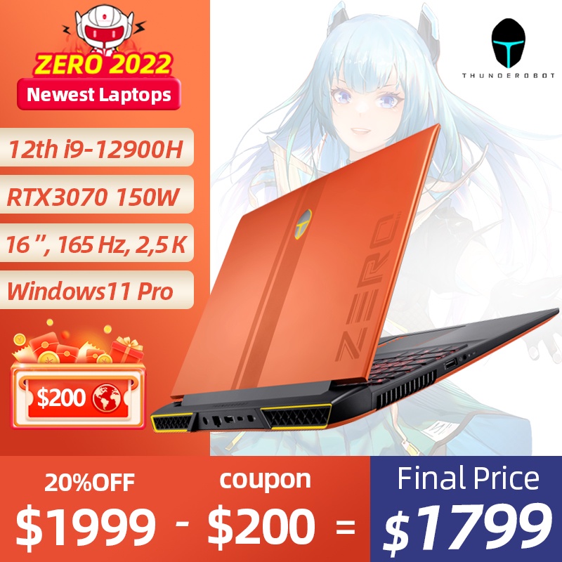 ZERO i9-12900H RTX3070 Gaming Laptop Gamer 16'' 2.5K 165Hz 16G DDR5 RAM 512G Pci-e 4.0 Notebook Computer Best Ga