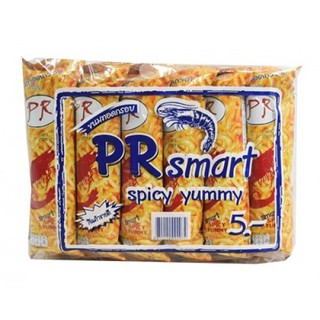 PR พีอาร์ สมาร์ท รสกุ้งสไปซี่ ขนาด 18/20กรัม ยกแพ็ค 12ซอง ขนมทอดกรอบ SMART SPICY YUMMY