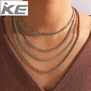 Heavy Metal MultiAlloy Chain Necklace Punk Silver Buckle Twist Chain 4 Necklace for girls for