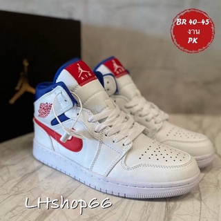 ⚪️รองเท้าผ้าใบ N Air Jordon 1 Mid White Red Royal((งานHiend พร้อมกล่อง))