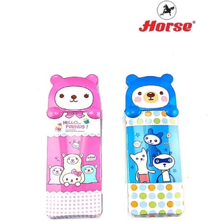 Horse ตราม้า กล่องดินสอเหล็ก แบบ 2 ชั้น ลายการ์ตูน  H-596 คละสี จำนวน 1 อัน