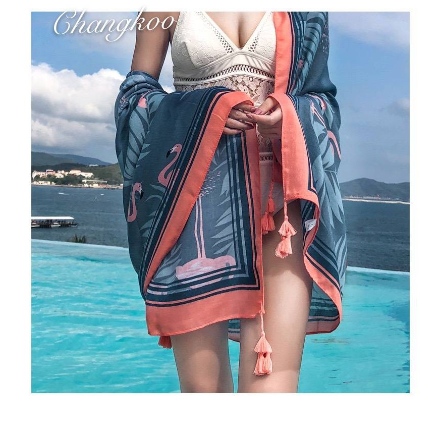 ผ้าพันคอ ผ้าคลุมไหล่ ผ้าพันคอและผ้าคลุมไหล่ ผ้าคลุมไหล่สไตล์โบฮีเมียน #ผ้าหนา กันแดด กันลม