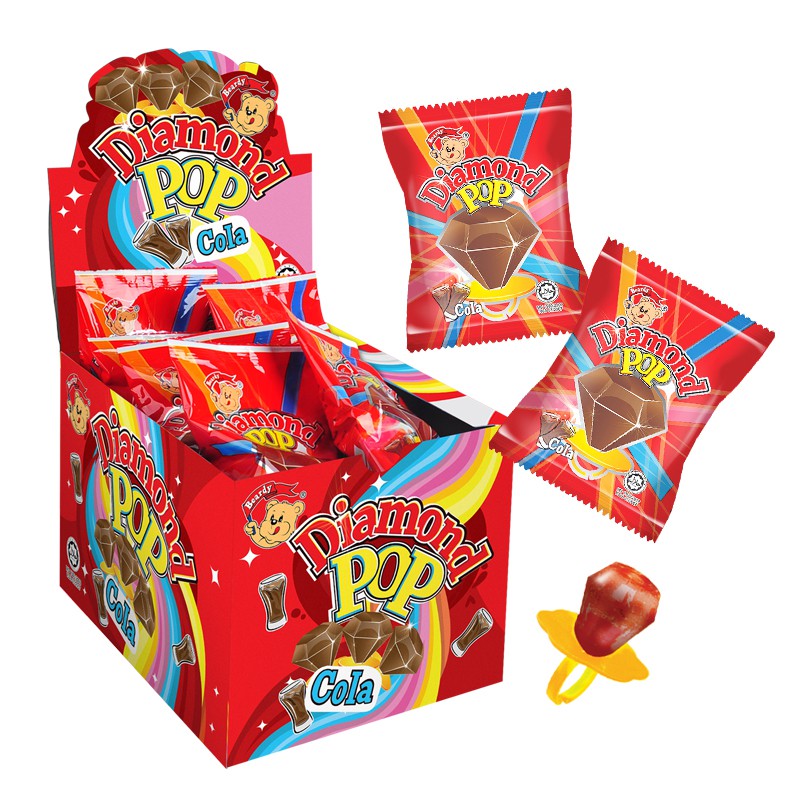 อมยิ้มรูปแหวนกลิ่นโคล่าตราแบร์ดี้ #ยกแพ็ค 24 ชิ้น / Diamond Pop Cola