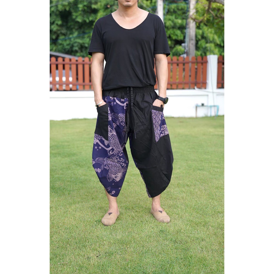 ซามูไรกางเกงเอวยางยืด ไซต์ XL Samurai pants elastic waist (Unisex)