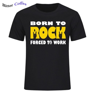 เสื้อยืดครอปเสื้อยืดคอกลม พิมพ์ลาย Born To Rock Forced To Work Death Heavy Metal Thrash แฟชั่นฤดูร้อน สําหรับผู้ชายS-5XL