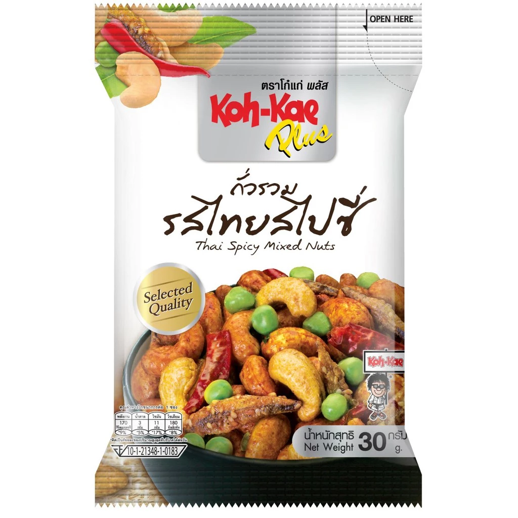 kohkae โก๋แก่พลัสถั่วรวม รสชาติไทยสไปซี่ 28 g (1แพ็ค 6 ซอง)