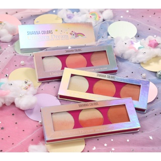 Sivanna HF2007Colors Unicorn Dream Highlighter And Blush บลัชออนญูนิคอร์นทรูโทน 3สี ของแท้100%