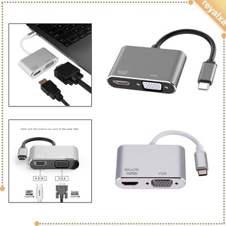 อะแดปเตอร์แปลง USB C เป็น HDMI และ VGA ปลั๊กแอนด์เพลย์ Type C เป็น HDMI 4K VGA 1080P สําหรับโทรศัพท์ PC