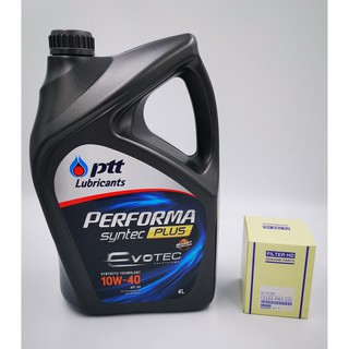 PTT Performa Synthc Plus EVOTEC 10w-40 เบนซิน ขนาด 4 ลิตร+กรองเครื่อง Honda ใช้ได้ทุกรุ่น Filter HD