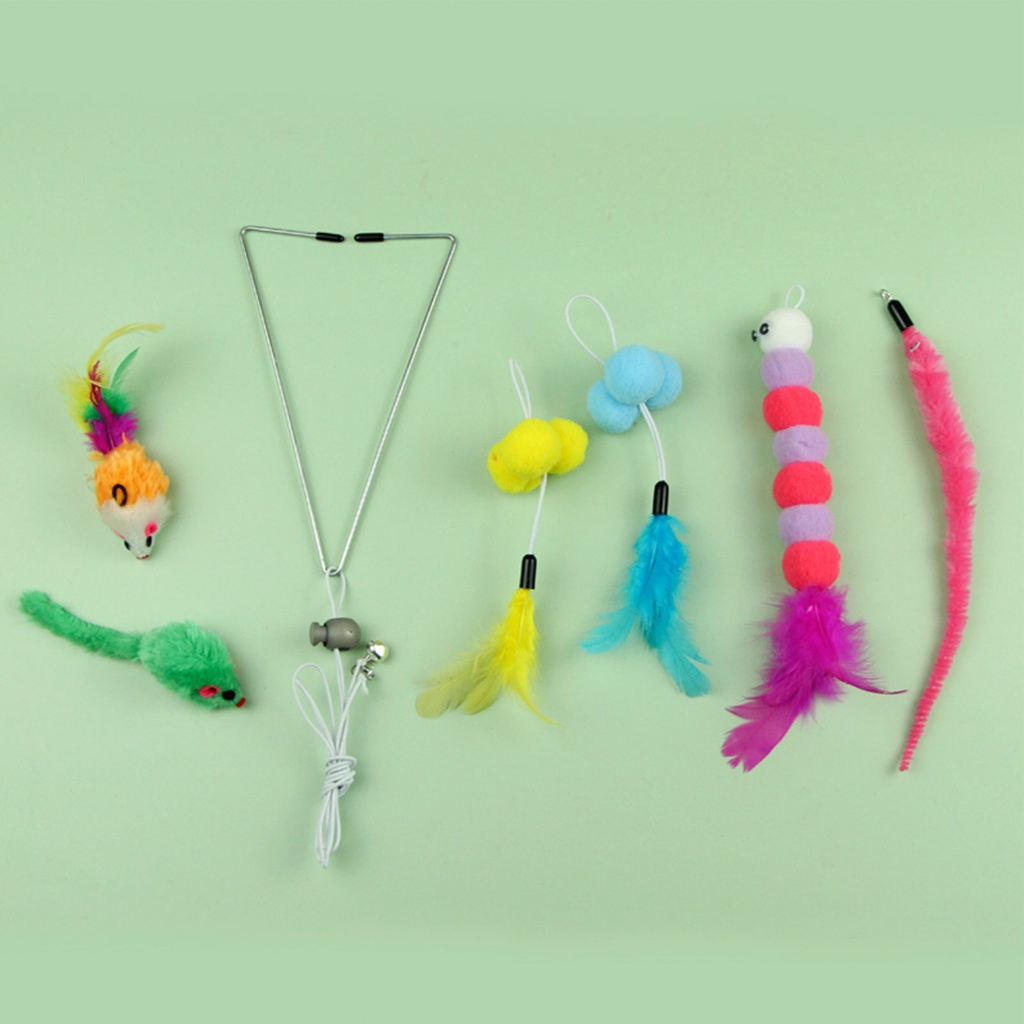 ติดแมวตลกCat Feather Toy Hanging Set Cat Toys For Indoor Cats Cat