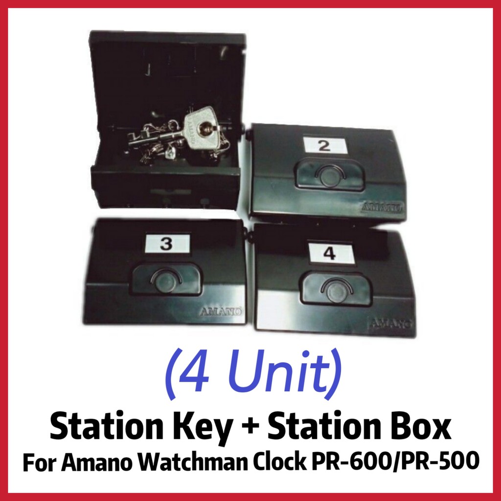 กุญแจสถานี Amano 4 หน่วยพร้อมกล่องสําหรับนาฬิกา Amano Watchman PR-500 / PR-600