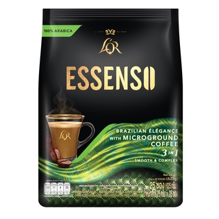 L’OR ESSENSO ลอร์ เอสเซนโซ่ บลาซิลเลี่ยน อีลิแกนซ์ 3in1 Smooth &amp; Complex กาแฟปรุงสำเร็จชนิดผง ผสมกาแฟคั่วบดละเอียด ขนาด 25 กรัม (x 25 ซอง)