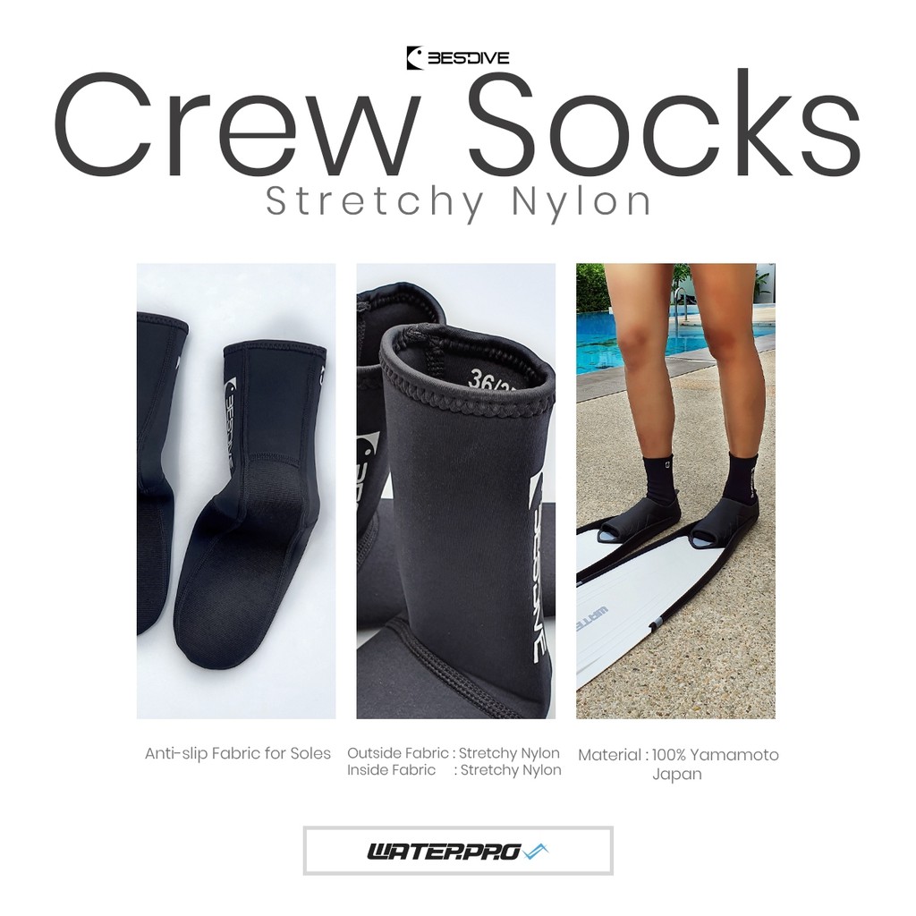 ถุงเท้าดำน้ำข้อยาว – 2mm Crew Socks แบรนด์ BESTDIVE - รูปที่ 2