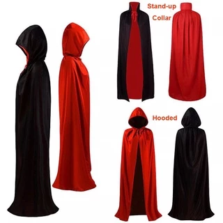 Tiktok Unisex Reversible Hooded Cloak เด็กผ้าคลุมยาว เสื้อคลุมชุดแม่มดสำหรับงานปาร์ตี้คริสต์มาสฮาโลวีนคอสเพลย์แฟนซีชุด