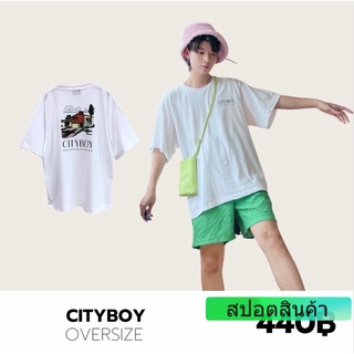 ROUND คอลูกเรือแฟชั่น THEBOY-CITYBOY เสื้อยืดโอเวอร์ไซส์ไหล่ตก-4XL