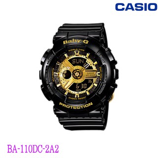 แท้ศูนย์ Casio BABY-G นาฬิกาข้อมือผู้หญิง สายเรซิน  รุ่น BA-110-1A ดำทอง ประกันศูนย์ cmg 1 ปี