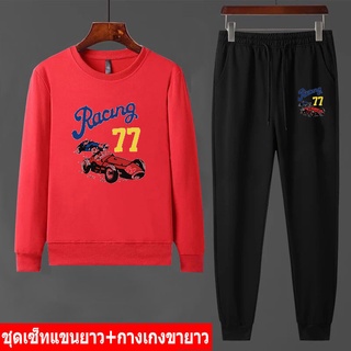 BK404-O+AA359 ชุดเซ็นหน้าหนาว เสื้อแขนยาวคู่กางเกงขายาว size 32-46