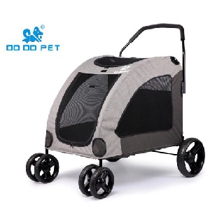 Dodopet รถเข็นสุนัข  JX058 จุ50กก 4ล้อ รถเข็นหมา รถเข็นแมว พับง่าย สีเทาดำ