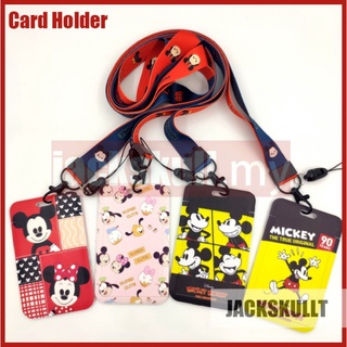 กระเป๋าใส่บัตรลายการ์ตูน Disney Mickey Minnie พร้อมสายคล้องคอพร้อมเชือกเส้นเล็กสําหรับติดรถบัตร สายคล้องบัตร ที่ห้อยบัตรพนักงานสไตล์มินิมอล ลายทันสมัยแบบเรียบ ๆ สีขาว ลายอีโมจิ ไล่สีสันอย่างมีสไตล์