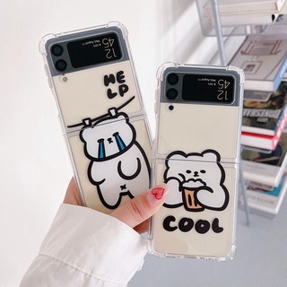 เคสโทรศัพท์มือถือแบบนิ่ม ใส ลายการ์ตูนสัตว์น่ารัก สําหรับ Samsung Galaxy Z Flip 3 5G ZFlip3