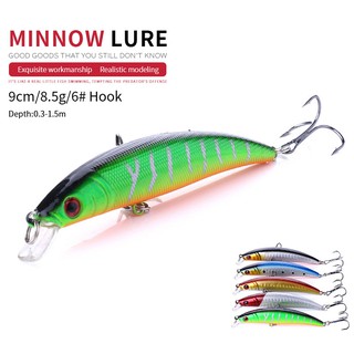 Hengjia 1 ชิ้น 9 ซม. 8.5 กรัม เหยื่อตกปลา เหยื่อล่อปลา ประมง Minnow Artificial Bait with Lifelike Eyes