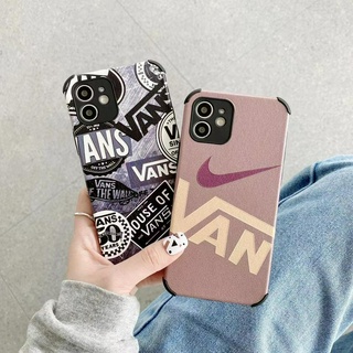 Tide Brand Nike Vans Soft Casing iPhone 12Pro MAX 12 Mini iPhone 11 Pro Max  XS MAX XR X 7 8 6s 6 Plus SE 2020 Camera Protector Full Cover Lambskin ซองหนัง