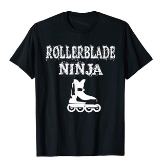 เสื้อยืดผ้าฝ้าย เสื้อยืด ผ้าฝ้าย พิมพ์ลาย Ninja Roller Blades Pun Funny Inline Skates ของขวัญยอดนิยม สําหรับผู้ชาย