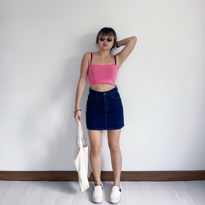 upeachme(D31-39) SMOKE JEAN SKIRT (S-6XL) กระโปรงยีนส์เอวสูงทรงเอสั้น กระโปรงยีนส์เอวต่ำ ยีนส์สั้น - รูปที่ 5