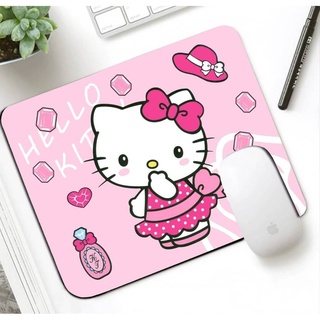 KITTY H PINK แผ่นรองเม้าส์ แผ่นรองเมาส์ เมาส์ สี่เหลี่ยม ลาย KITTY H PINK ขนาด 21 x 26 cm สวยงาม น่าใช้งาน งานดี MNN