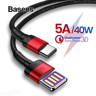 Baseus 40W 5A Fast Charging USB Type C Nylon Cord Quick Charge 3.0 Data Trans Cable Huawei Android