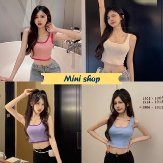 Mini shop🌸พร้อมส่ง🌸 (3181) เสื้อกล้ามไหมพรม ดีเทลขอบ ขนมุ้งมิ้ง น่ารักมาก