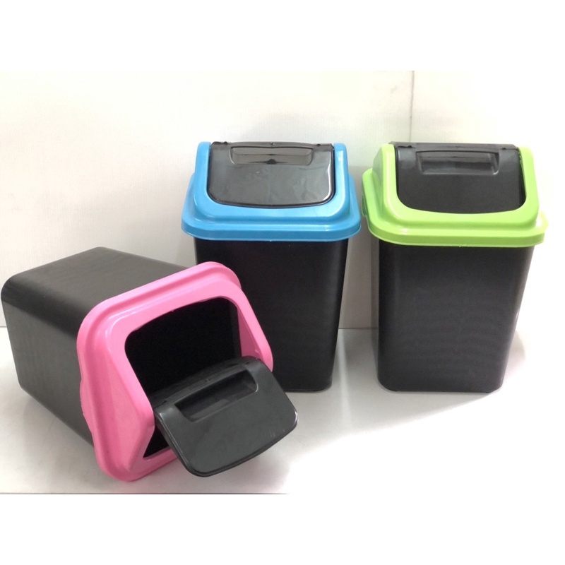 ถังขยะ ถังขยะสี่เหลี่ยม ทรงกลม ฝาสวิง