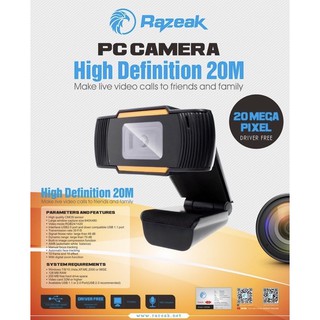 กล้อง WEBCAM (กล้องเวปแคม) RAZEAK pc camera high definition 20m สำหรับใช้งานกับคอมพิวเตอร์