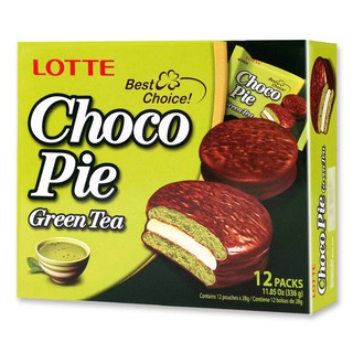 ล็อตเต้ ช็อกโกพาย กรีนที (Lotte Choco Pie Green Tea) 12 ชิ้น