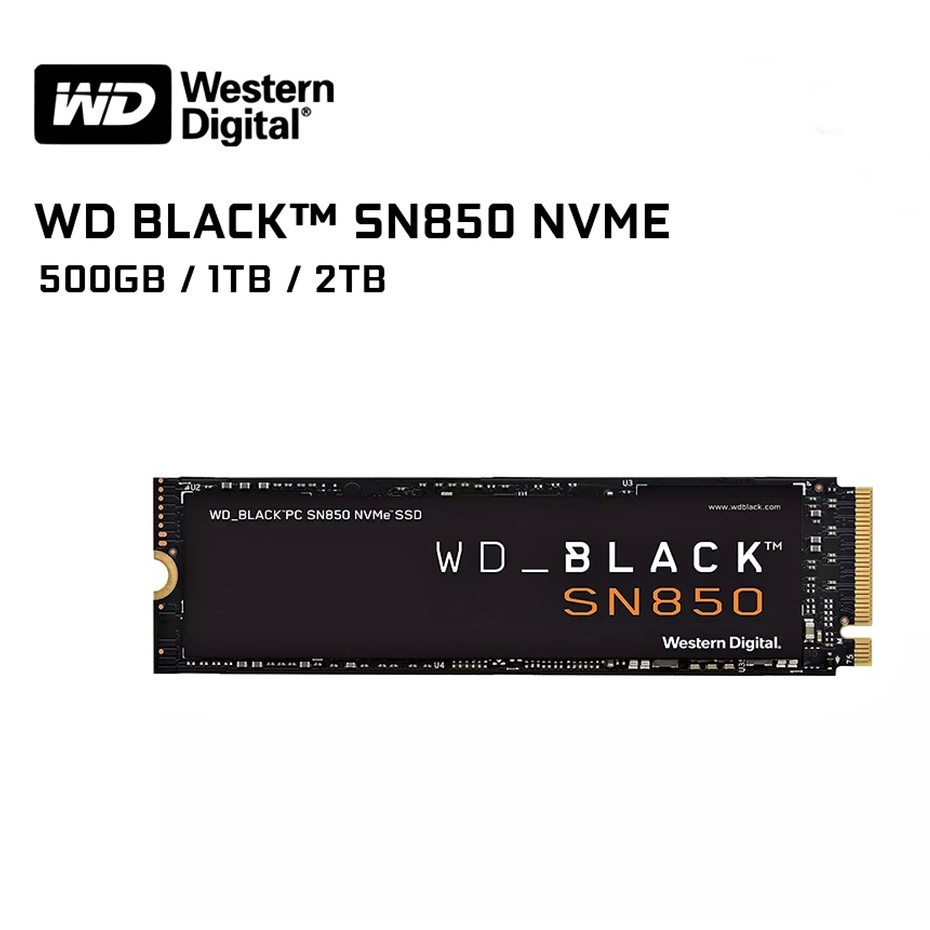 500GB,1TB SSD (เอสเอสดี) WD BLACK SN850 PCIe/NVMe M.2 2280 PCIe Gen4 x4 Interface No Ratings Warrant