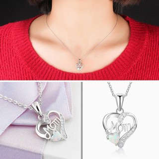 Heart-shaped Mother Character Clavicle Chain Rhinestone Letter Necklace