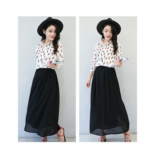 New Chiffon Long Skirt กระโปรงผ้าชีฟอง